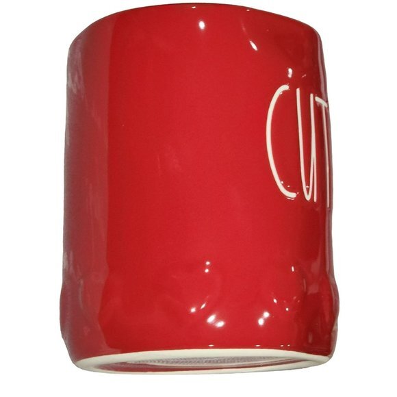 Rae‎ Dunn CUTIE Red Ceramic Coffee Mug Embossed Hearts Around The Bottom 16oz - Picture 12 of 14